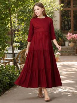 MomToBe - Women Solid Maternity Nursing Dress