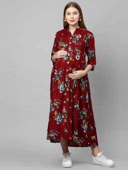 MomToBe - Woman Floral Maternity Maxi Dress