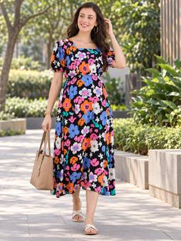 MomToBe - Women Bold Botanical Print Maternity Dress