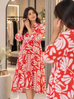 MomToBe - Floral Print Maternity Fit And Flare Midi Dress