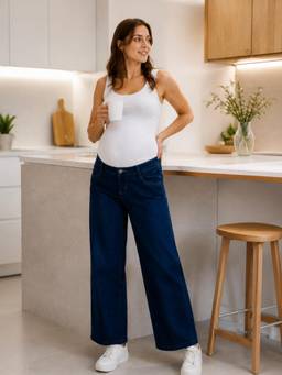 MomToBe - Women's Cotton Denim Blue Maternity Jeans