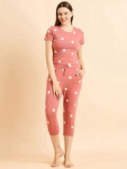 Sweet Dreams - Women Peach Polka Dot Printed Jumpsuit