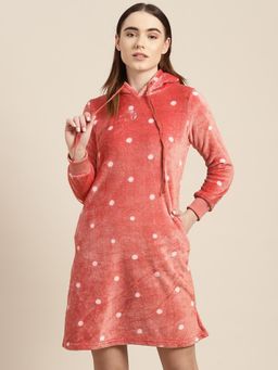 Sweet Dreams - Women Red Polka Dot printed short length Night dress