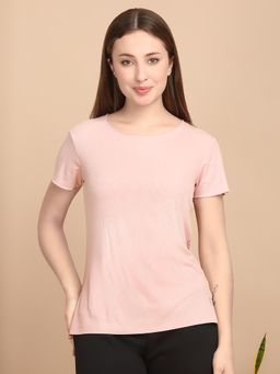 Sweet Dreams - Women Pink Solid Short Sleeves T-Shirt