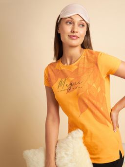 Sweet Dreams - Women Mustard Printed Half sleeves t-shirt