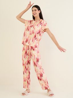 Sweet Dreams - Women Multi-Color Abstract Printed Top and Pajama