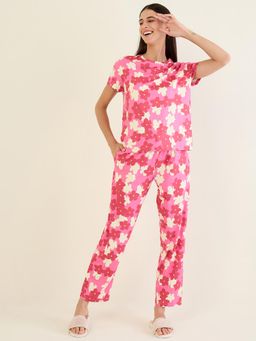 Sweet Dreams - Women Pink Floral printed Top and Pajama