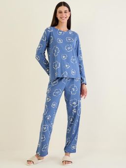 Sweet Dreams - Women Blue Floral printed Top and Pajama