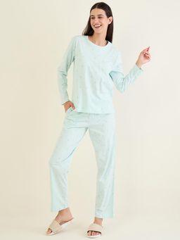 Sweet Dreams - Women Sea Green Floral printed Top and Pajama