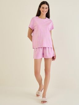 Sweet Dreams - Women Dusty Pink Printed Top and Shorts