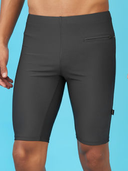 LYCOT - Men Nylon Solid Grey Swin Shorts with Zip Pocket