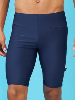 LYCOT - Men Nylon Solid Navy Blue Swin Shorts with Zip Pocket