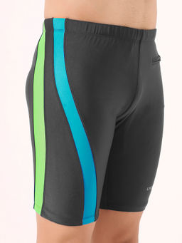 LYCOT - Men Nylon Charcoal Swin Jammer Shorts with Zip Pocket