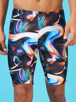 LYCOT - Men Nylon Abstract Swirls Swim Shorts With Zip Pocket