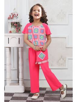 Lei Chie - Girls Pink Ethnic Embroidered Top With Pant