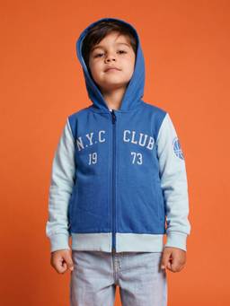 Nautinati - Boys Oversized Colourblock Varsity Hooded Jacket