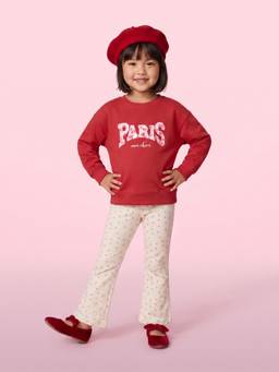 Nautinati - Girls Oversized Varsity Puff Printed Sweatshirt And Flared Leggings