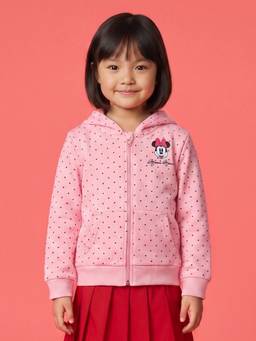 Nautinati - Girls Disney Minnie Mouse Polka Dot Hooded Jacket With Bow Applique