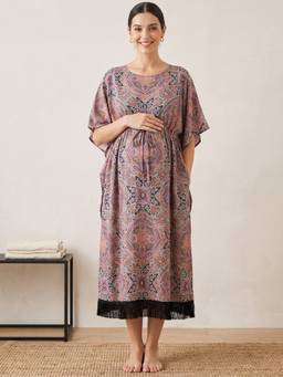 Secret Wish - Multi-Colour Abstract Rayon Maternity Kaftan