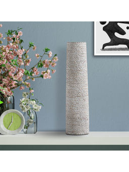 HomeTown - Zenith Polyresin Tumbler Thread Vase 68Cm In White