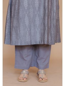 The Indian Ethnic Co. - Yashi Grey Solid Cotton Flex Straight Pant