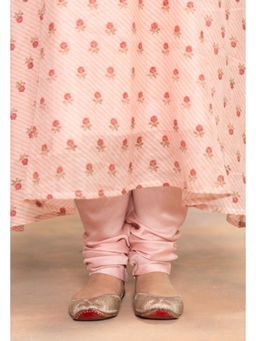 The Indian Ethnic Co. - Miral Pink Solid Cotton Satin Churidar