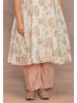 The Indian Ethnic Co. - Yashi Pink Solid Chanderi Silk Straight Pant