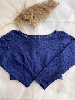 Sundarii - Peacock - Blue Lace Stitched Blouse