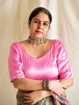 Sundarii - Gulab Mashru Silk Stitched Blouse