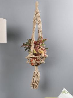 The Decor Mart - Handcrafted Knotted Natural Bohemian Macrame Jute Planter