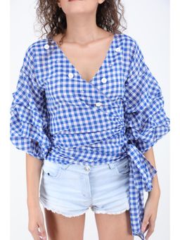 STREAKS&CROSSES - Blue Checks Comfortable Top