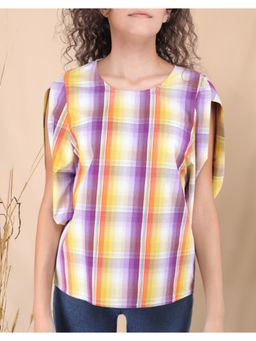 STREAKS&CROSSES - Multi-Color Checks Comfortable Top