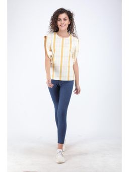 STREAKS&CROSSES - Off White Checks Comfortable Top