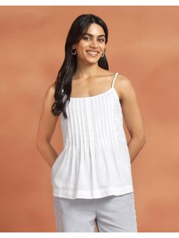 Fabindia - White Embroidered Regular Top