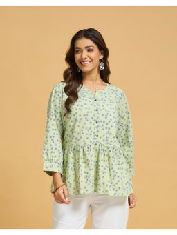 Fabindia - Green Printed Regular Top