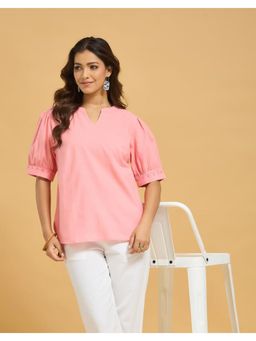 Fabindia - Pink Embroidered Regular Top