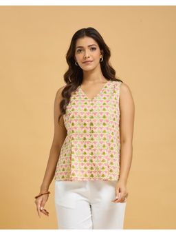 Fabindia - Green Printed Regular Top