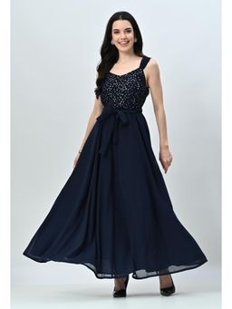 ALL WAYS YOU - Blue Embellished/Sequined Regular Dress with Belt