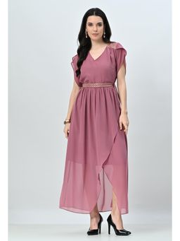 ALL WAYS YOU - Pink Solid/Plain Regular Dress with Belt