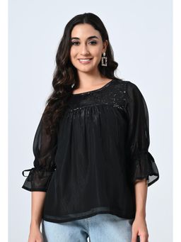 ALL WAYS YOU - Black Embellished/Sequined Regular Top