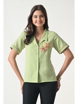 ALL WAYS YOU - Green Embroidered Regular Shirt