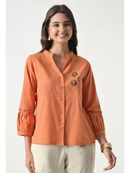 ALL WAYS YOU - Orange Embellished/Sequined Regular Shirt