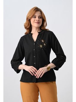 ALL WAYS YOU - Black Embellished/Sequined Regular Shirt