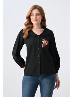 ALL WAYS YOU - Black Embroidered Regular Shirt