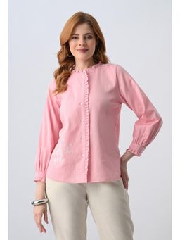 ALL WAYS YOU - Pink Embroidered Regular Shirt