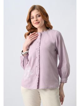 ALL WAYS YOU - Purple Embroidered Regular Shirt