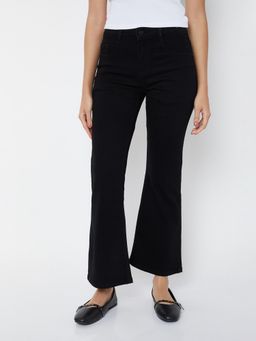 max - Black Solid/Plain Bootcut Jeans