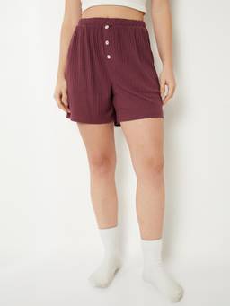 max - Red Solid/Plain Shorts