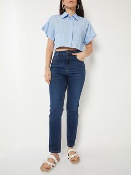 max - Blue Solid/Plain Regular Jeans