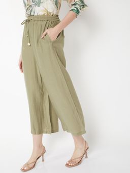 max - Green Solid/Plain Regular Palazzo